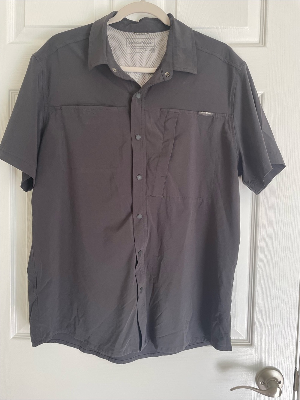 Eddie Bauer Men's Hiking Outdoor Fishing Slim Woven Tech Short Sleeve L Shirt